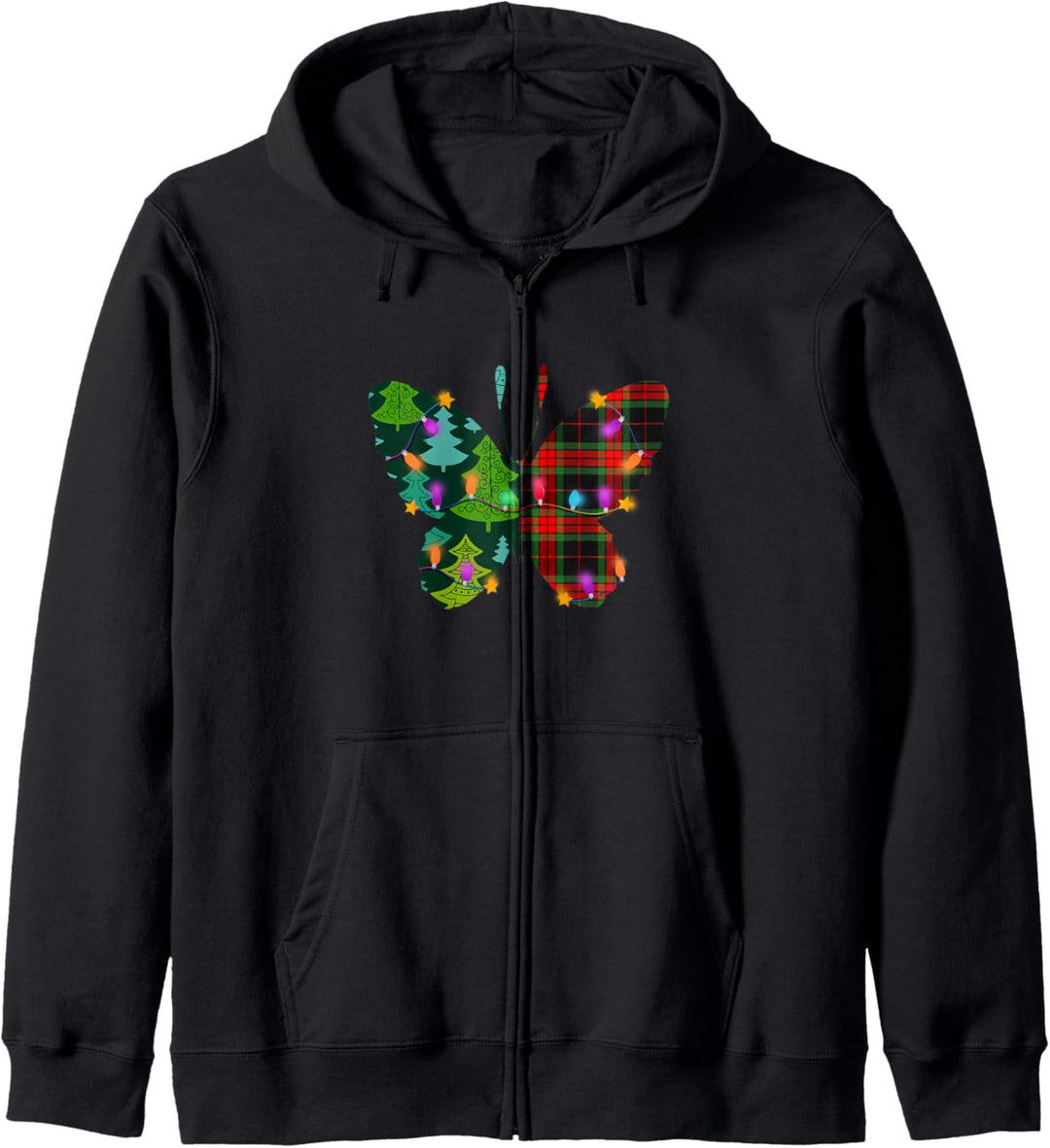 Red Buffalo Plaid Butterfly - Christmas Tree Lights Kapuzenjacke