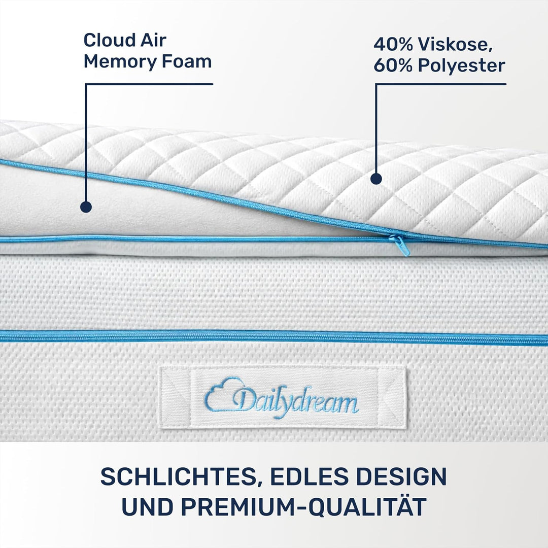 Dailydream viscoelastischer Matratzentopper Deluxe mit Memory Foam Effekt, 200x200x5cm 5cm hoch