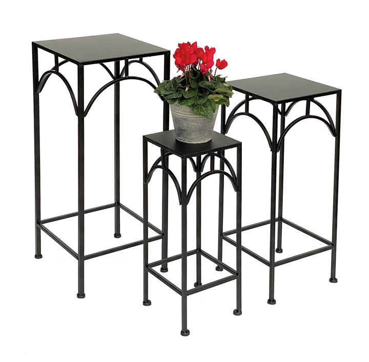 DanDiBo Blumenhocker Metall Schwarz Eckig 50 - 70 cm Blumenständer 96132 3er Set Beistelltisch Blume
