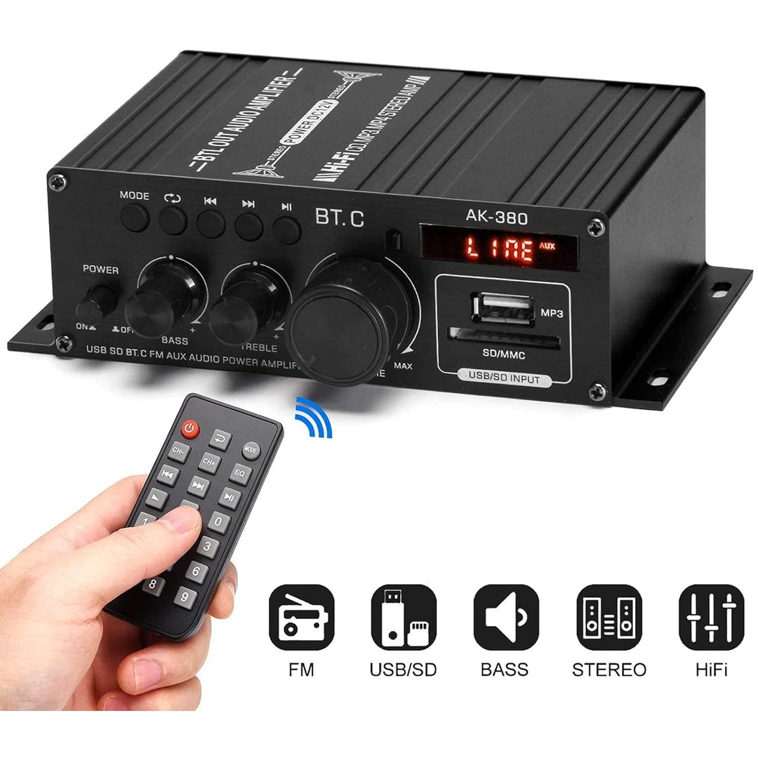 Bluetooth Verstärker HiFi Stereo Amplifier Max 800W- 2 Kanal Mini Audio Verstärker 40WX2 Class D Ver