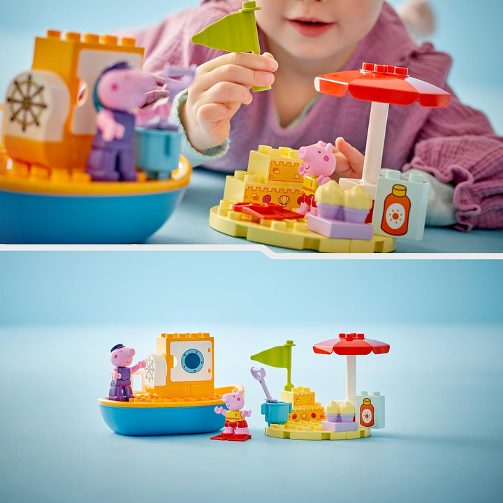 LEGO DUPLO Peppas Bootsausflug: Spielset mit Spielzeugboot zum Bauen und Umbauen mit 2 Figuren, krea