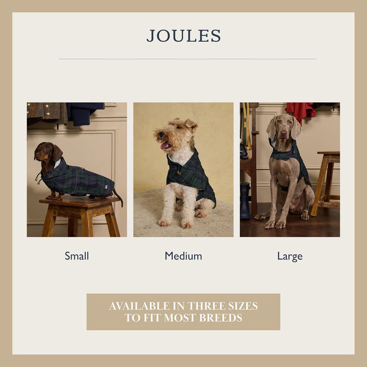 Rosewood x Joules Blackwatch Check Packaway Hundejacke, Grösse M, leicht, wasserabweisend, mit Kapuz