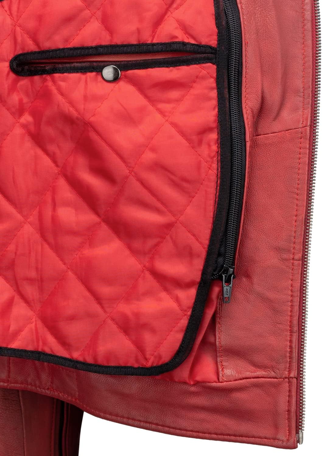 URBAN 5884 Motorradjacke Damen Mit Protektoren, Damenjacke aus Lammleder, Protektoren für Rücken, Sc