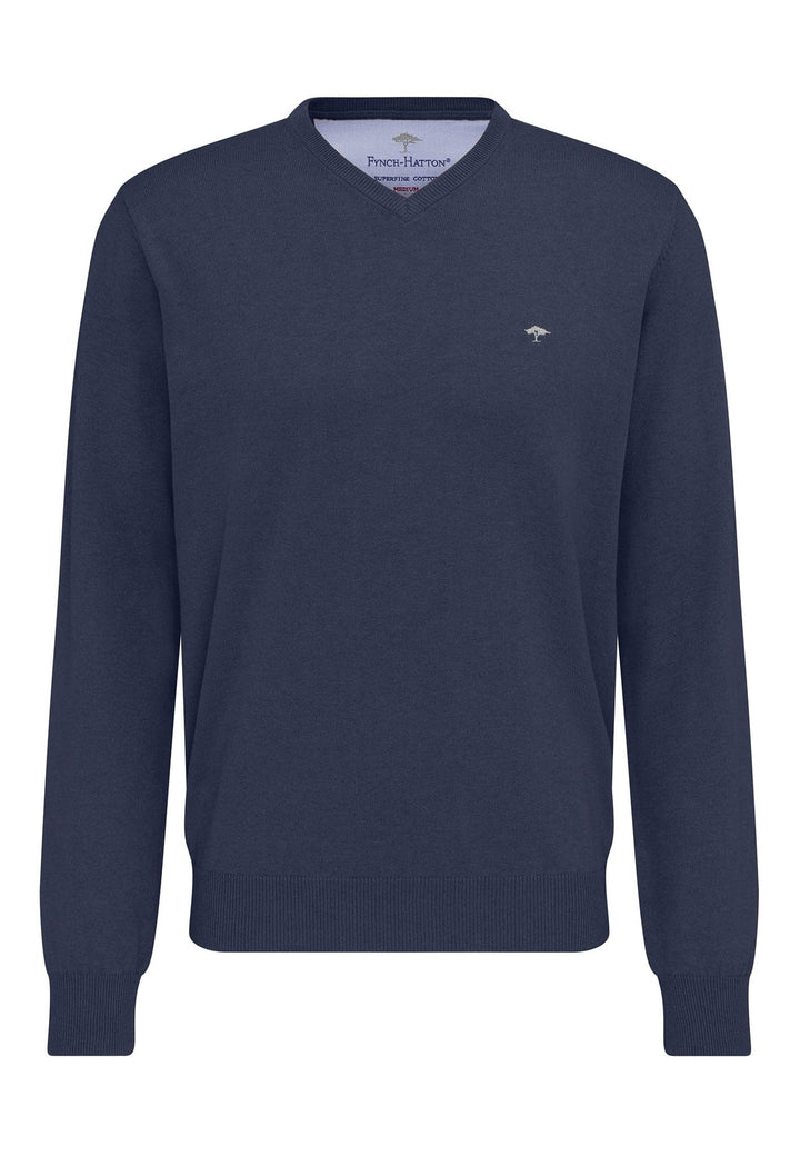 FYNCH-HATTON Herren, V-Neck Pullover S Blau (Night 680), S Blau (Night 680)