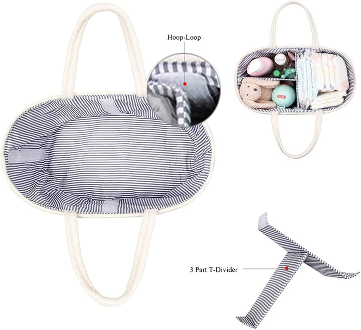 Baby Windel Caddy Organizer，Multifunktionale Aufbewahrungsbox für Windeln， mit wechselbaren Fächern,