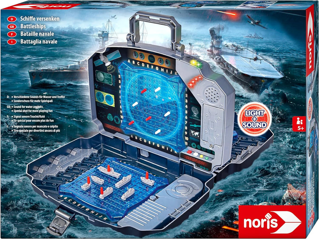 noris 606104435 Schiffe Versenken Light &amp; Sound-Aktionsspiel für Die ganze Familie-Spielzeug ab 5