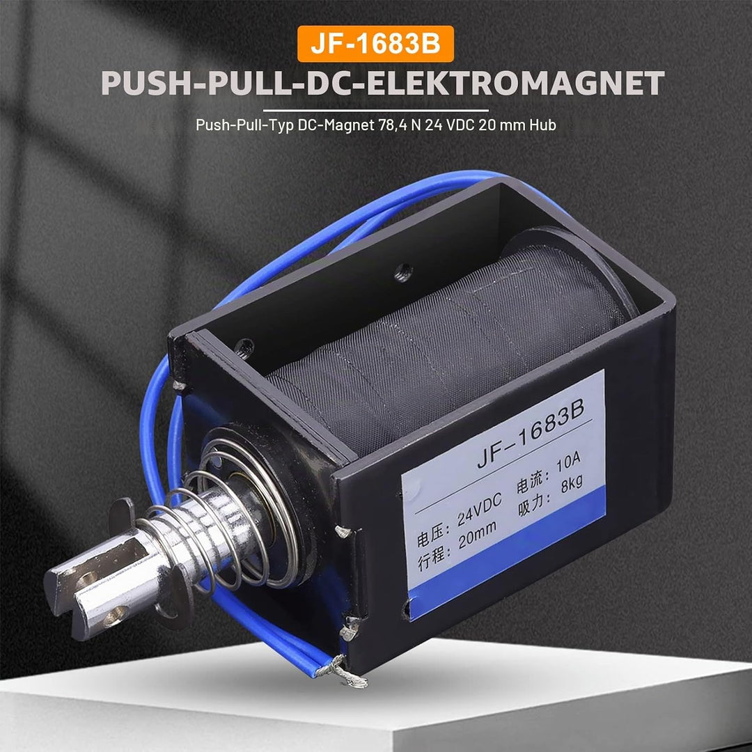 DC-Magnet-Elektromagnet, JF-1683B Push-Pull-Typ DC-Magnet-Elektromagnet 78,4 N 24 V DC 20 mm Hub