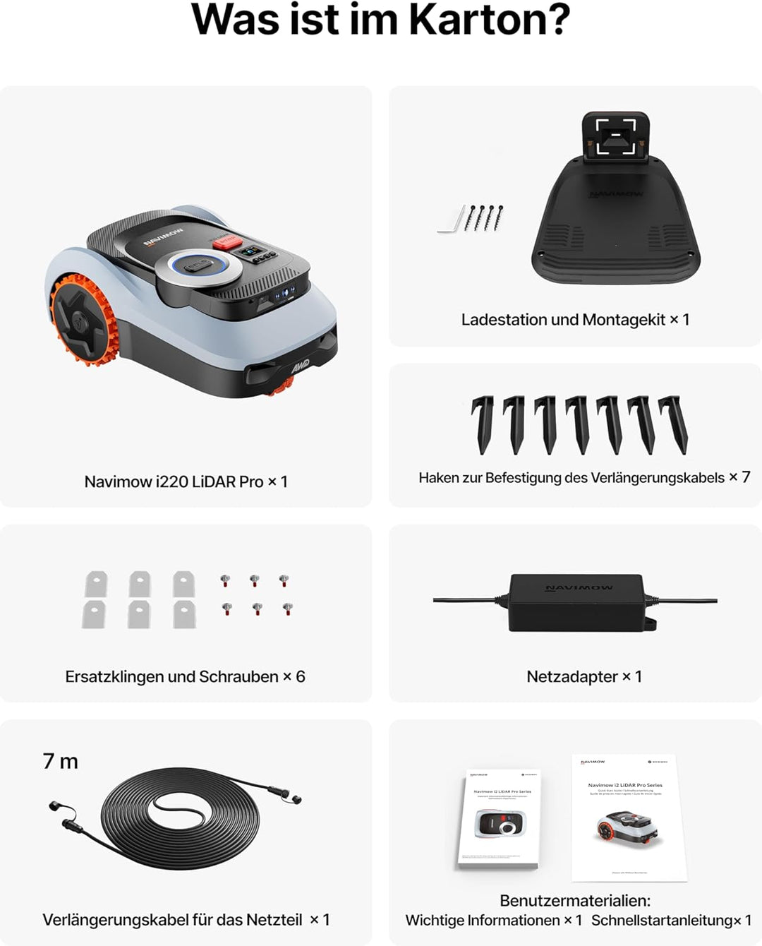 Segway Navimow i220 LiDAR Pro Mähroboter ohne Begrenzungskabel für 2000 m², LiDAR+Vision+NRTK Tri-Fu
