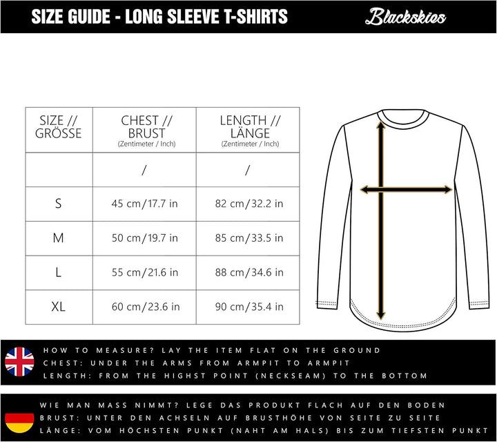 Blackskies Round Longsleeve T-Shirt | Langes Oversize Fashion Basic Langarm Herren Longshirt Long Te