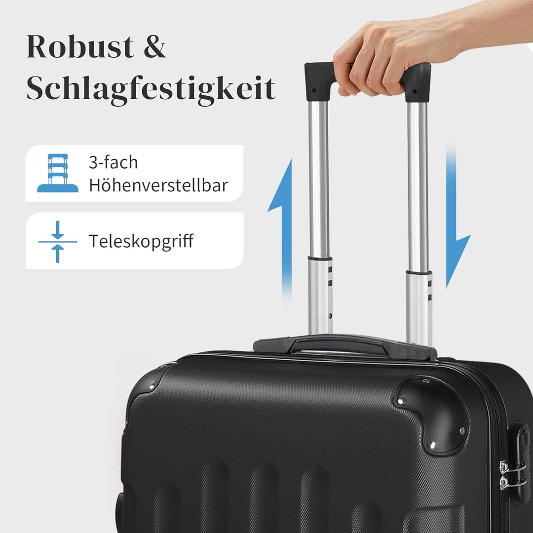LEADZM Handgepäck Koffer mit Kosmetikkoffer, Koffer Set 2 teilig Hartschale mit verstärkten Ecken, K
