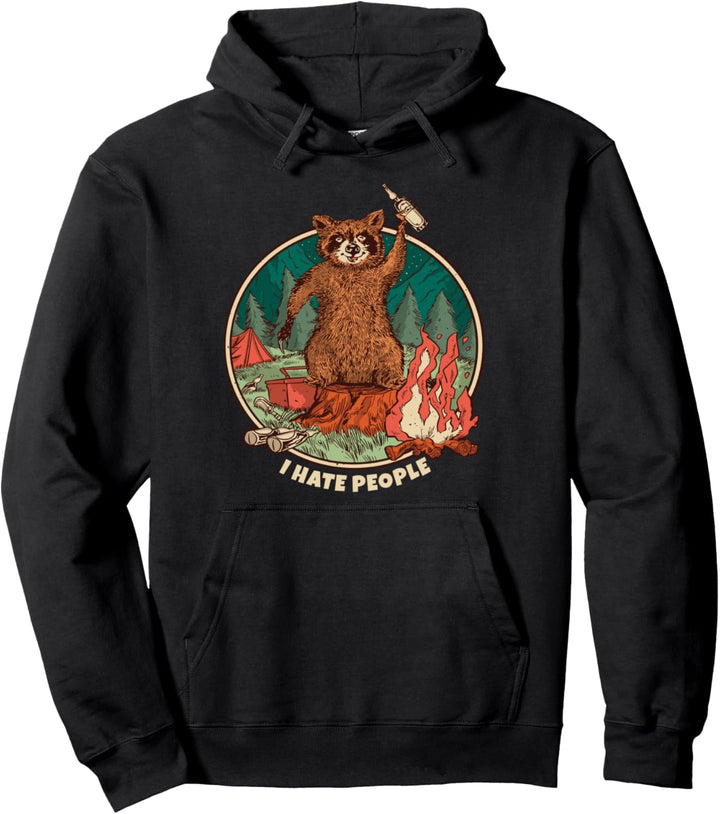 Camping I hate people Racoon Pullover Hoodie