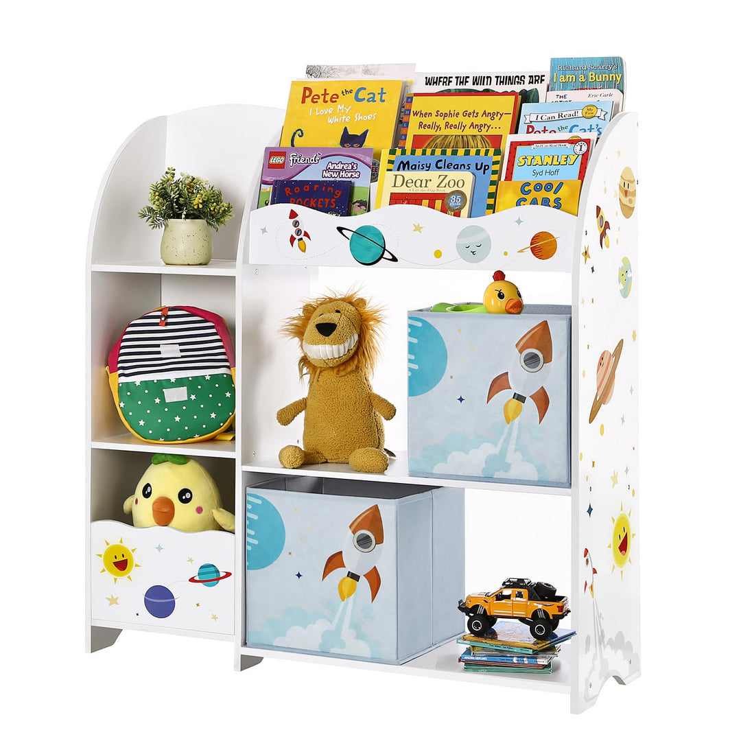 SONGMICS Kinderzimmerregal, Spielzeug-Organizer, Bücherregal für Kinder, multifunktionale Ablage mit