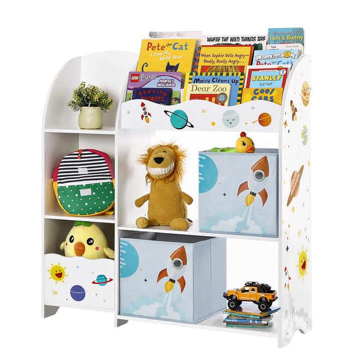 SONGMICS Kinderzimmerregal, Spielzeug-Organizer, Bücherregal für Kinder, multifunktionale Ablage mit