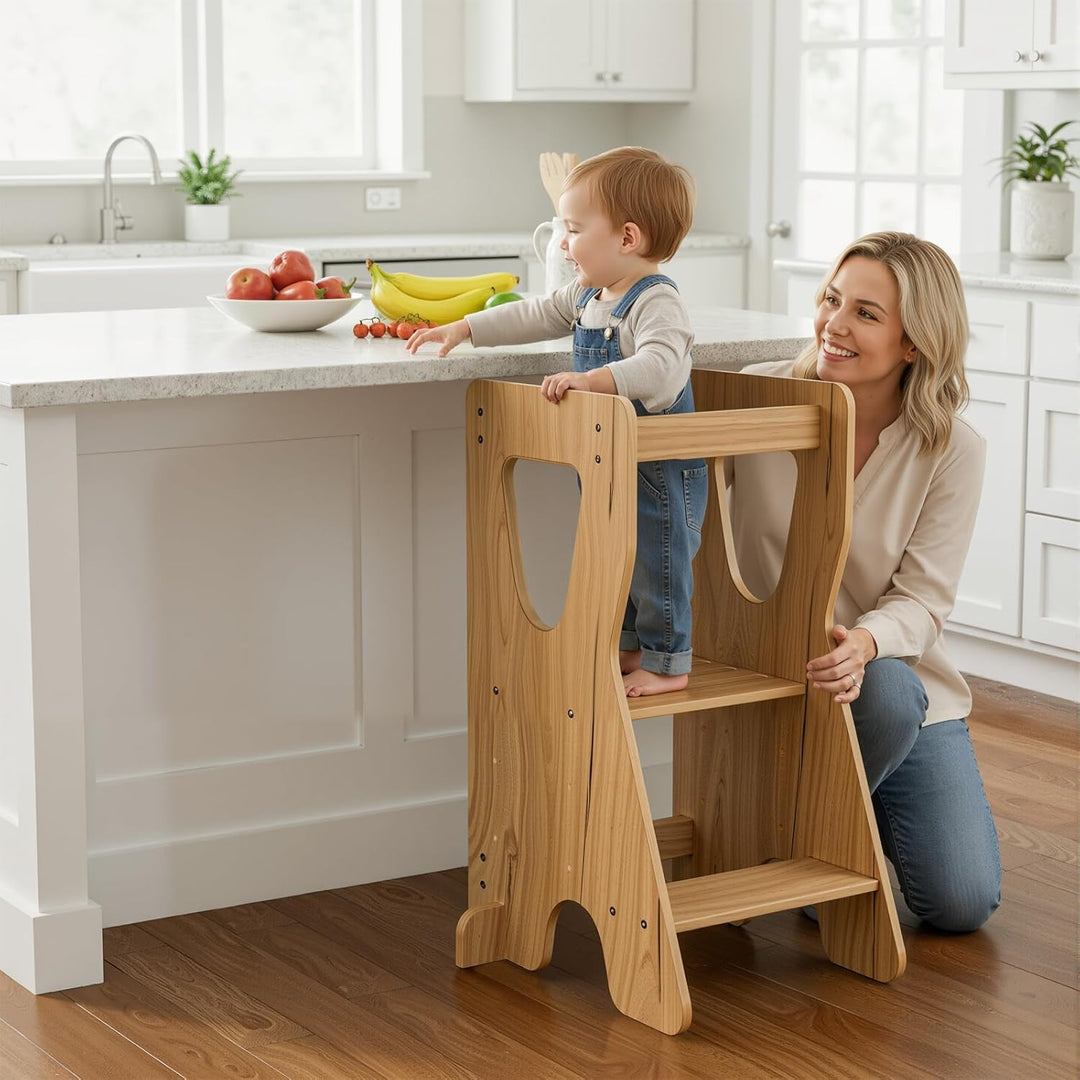 COSYLAND Lernturm ab 1 Jahr - Learning Tower - Höhenverstellbar Montessori Lernturm mit Kippschutz,