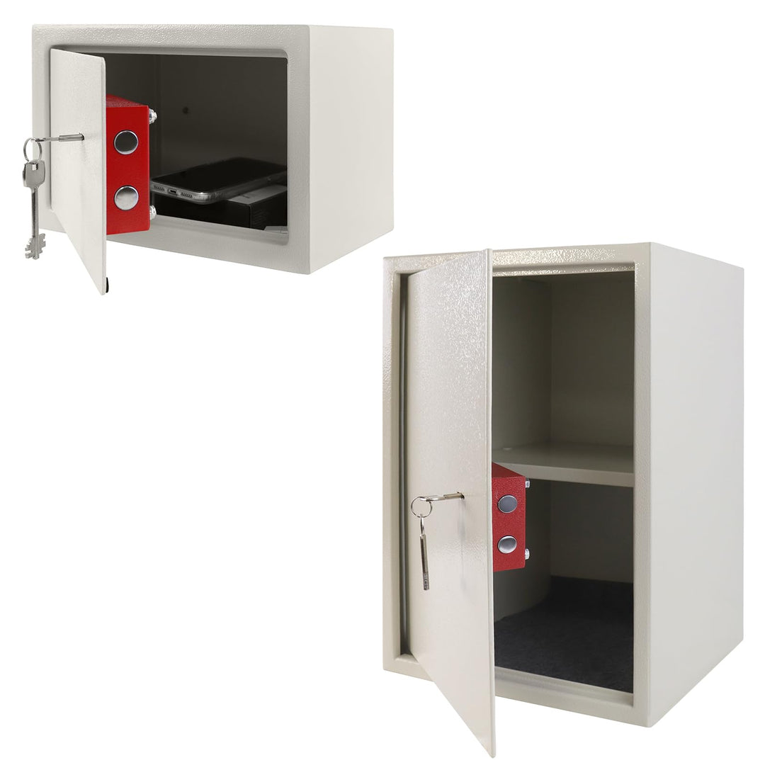 YUENFONG 31x20x20cm Safe Tresor Möbeltresor mit Doppelbartschloss, Wandsafe Schlüsseltresor inkl. 2