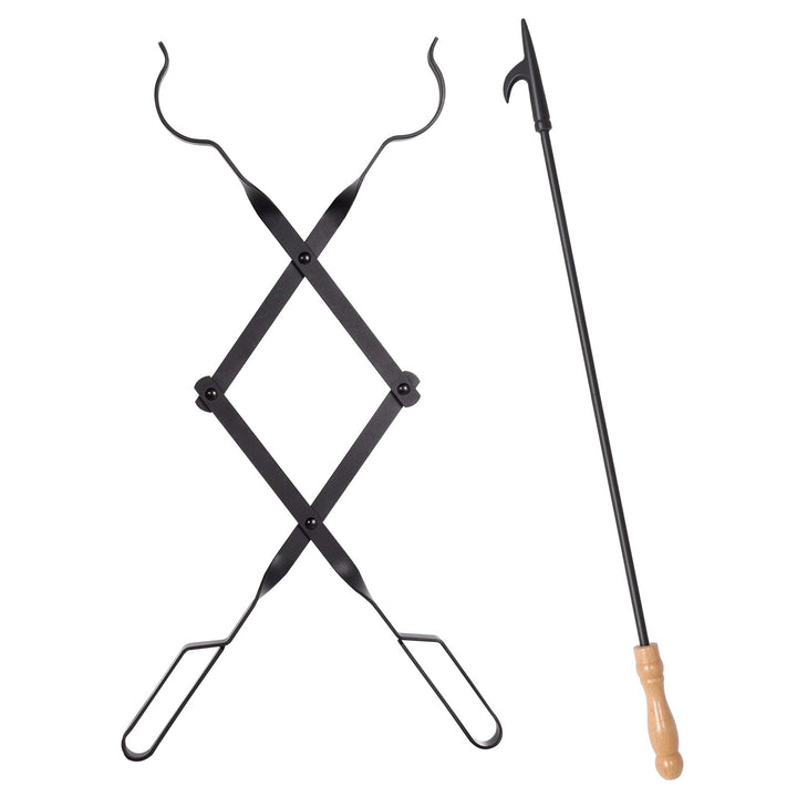 2pcs FeuerHaken, Feuerzange, Kaminbesteck, Heim Kamin, Feuer machen das Werkzeug im Freien (2pcs Hak