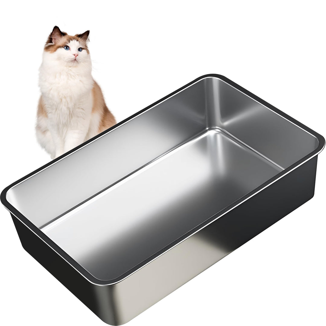 Vealind Katzenklo Edelstahl Gross Katzentoilette 45x35x15cm Katze Metall Katzentoiletten Cat Toilet