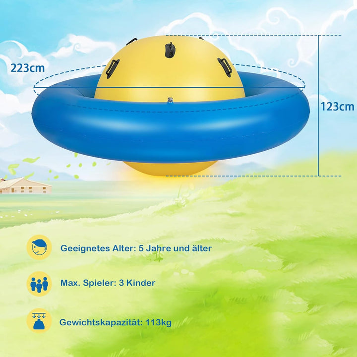 COSTWAY Aufblasbare Kuppelwippe für Kinder, 223 cm grosse Kinderwippe zum Rollen, Neigen, Klettern &