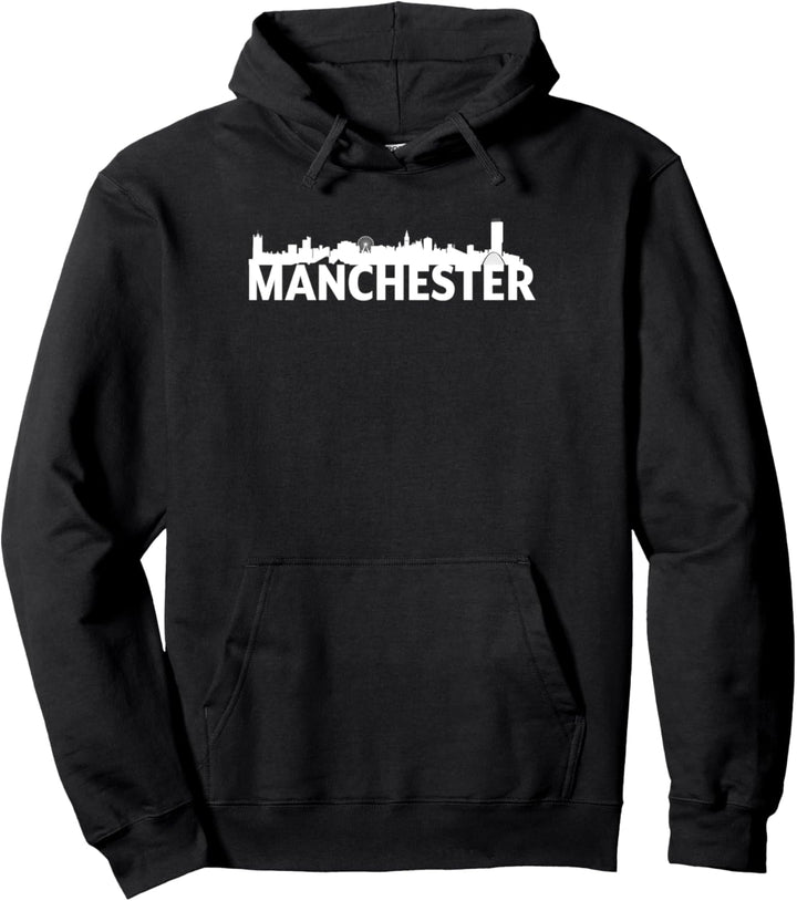 Silhouette der Skyline von Manchester, England, Grossbritannien Pullover Hoodie