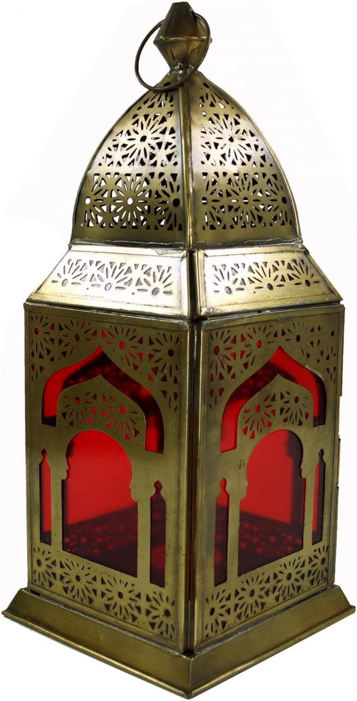 GURU SHOP Orientalische Metall/Glas Laterne in Marrokanischem Design, Windlicht, Gelb, Farbe: Gelb,