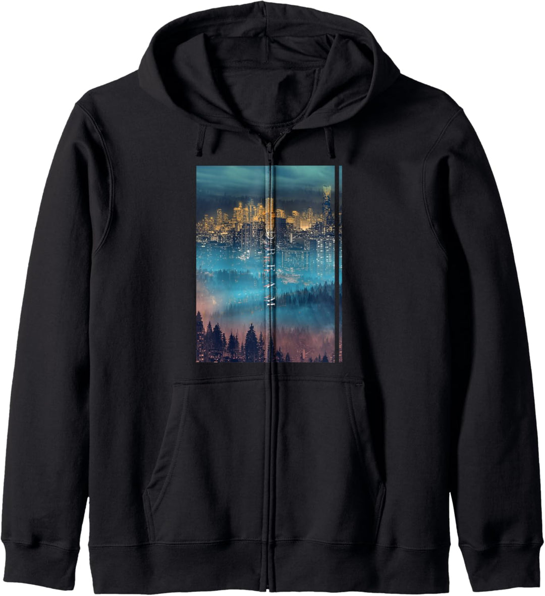 Night Cityscape With Clouds Dream Kapuzenjacke