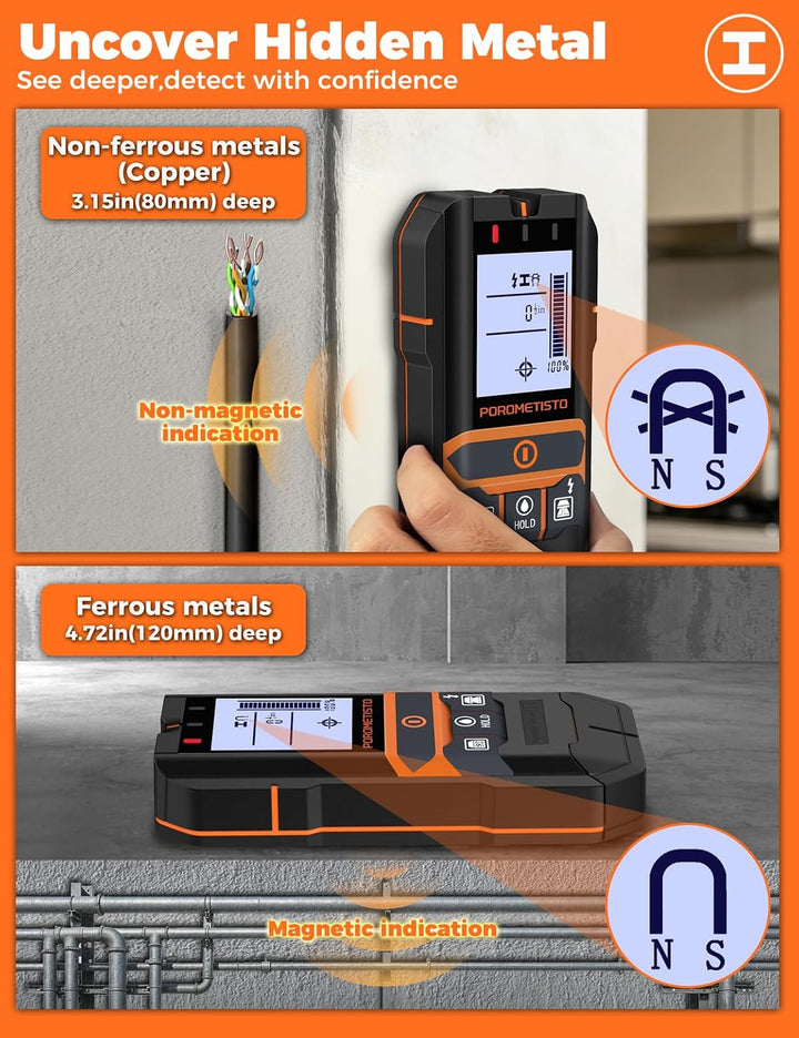 2-in-1 Stud Finder mit Feuchtemesser DSF06 für Holz, Metall, AC-Kabel | Wandscanner Metallortungsger