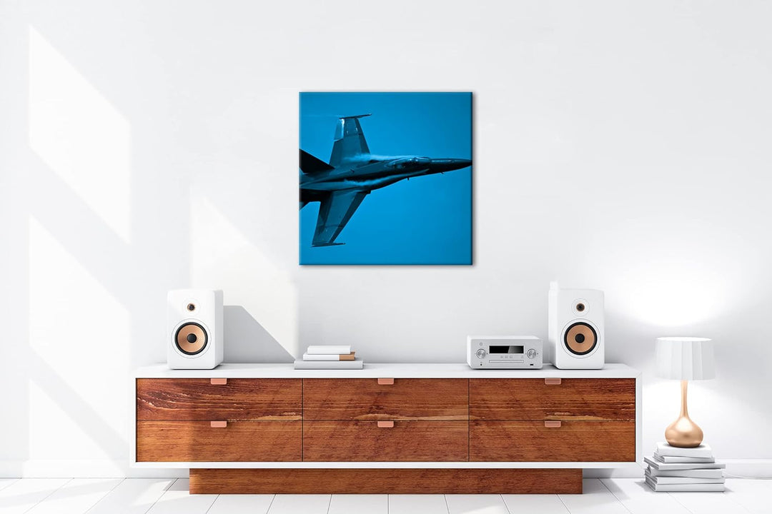 deyoli Blitz schneller Düsenjet Format: 70x70 Effekt: Monocrome Blau als Leinwandbild, Motiv fertig