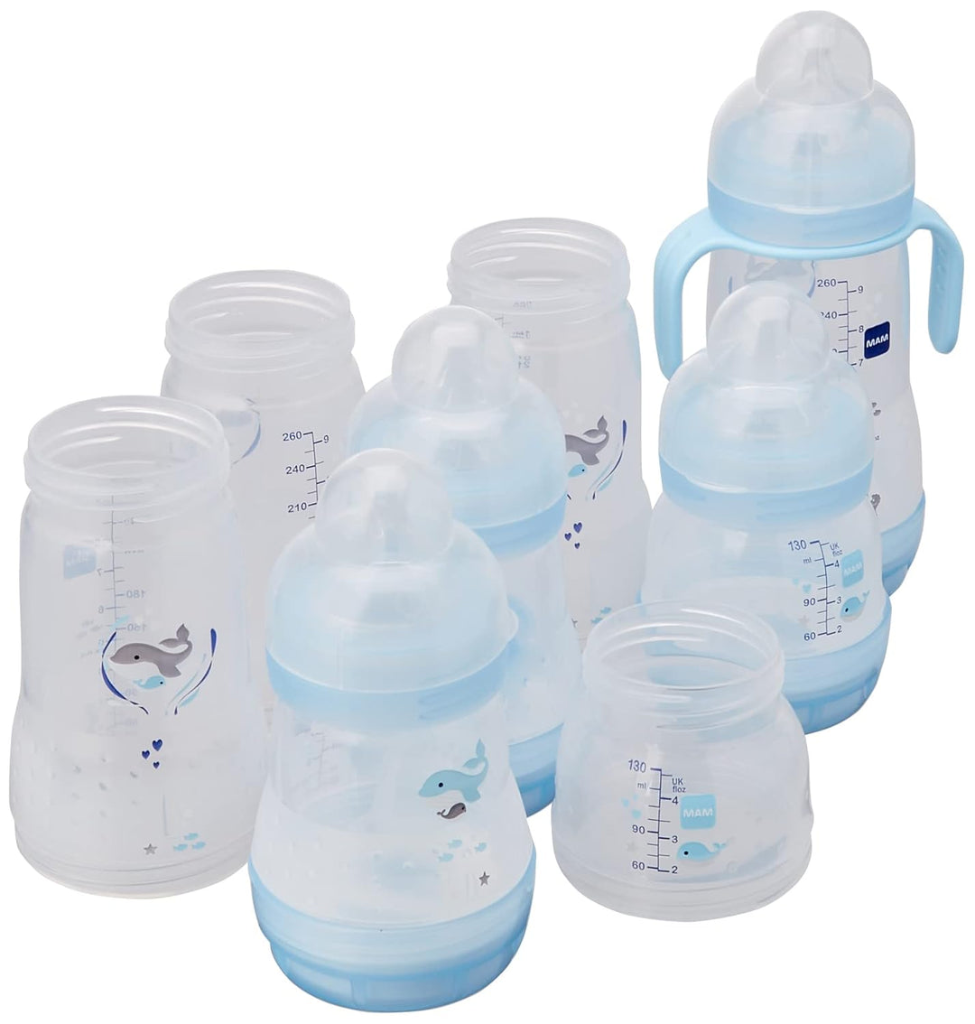 Mam Easy Start Anti-Colic Babyflasche, 8 Flaschen in den Formaten 130 ml, 160 ml und 260 ml, 1 Start