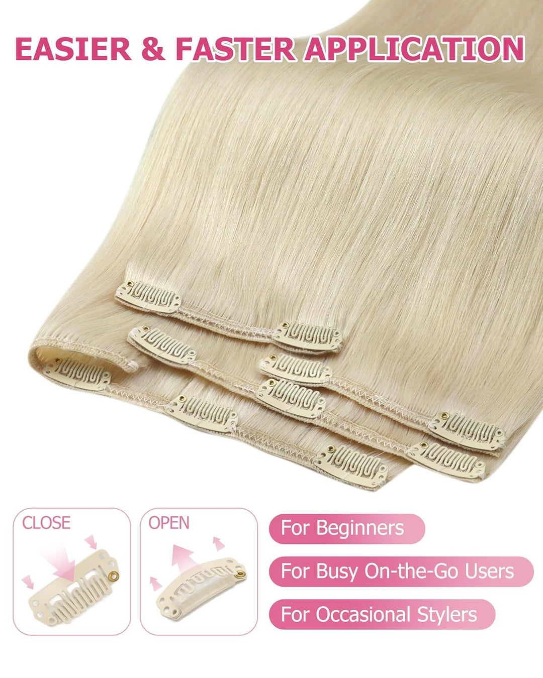 YoungSee Clip in Extensions Echthaar Platinblond Echthaar Extensions Clip Blond Kurz Haarverlangerun