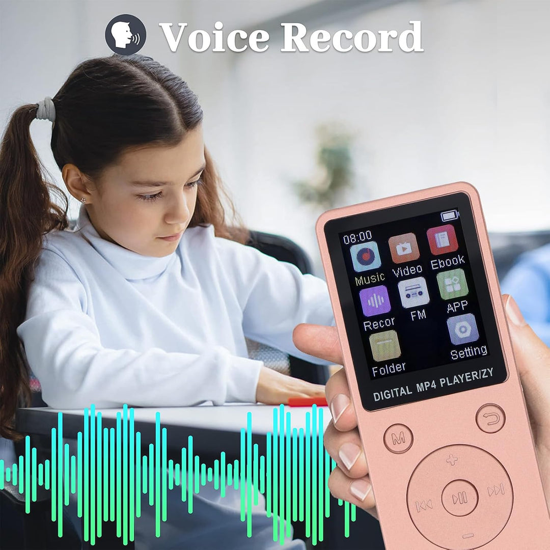 MP3-Player mit Bluetooth, HiFi-Sound, 1,8-Zoll-Bildschirm, Tragbarer Musik-Player mit Kopfhörern, Ra
