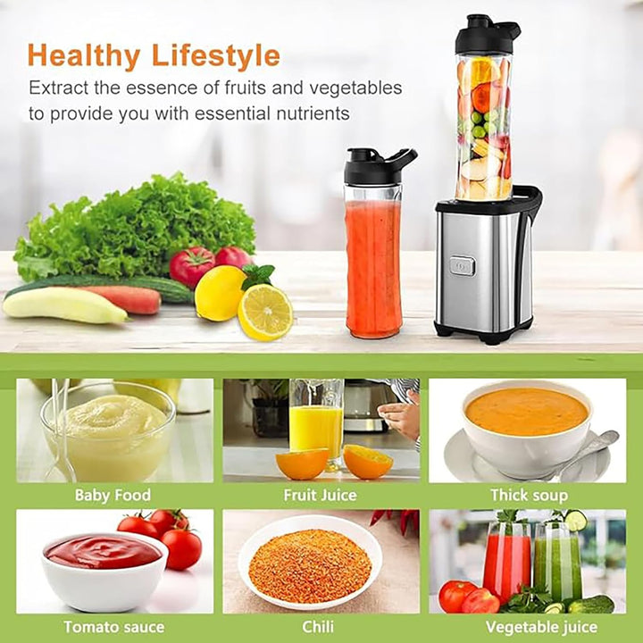Enfmay Mixer Smoothie Maker - 350W Smoothie Mixer to Go mit 2x600ml Flaschen - Tragbarer Edelstahl B