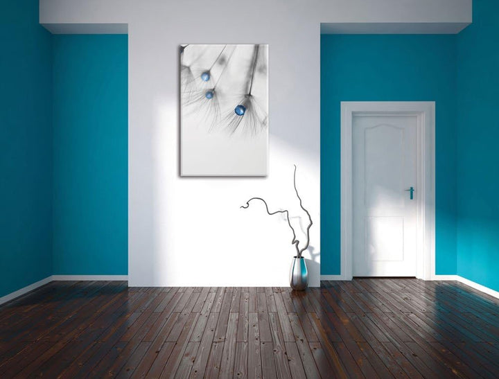 Pixxprint Pusteblumensamen mit Wassertropfen als Leinwandbild/Grösse: 100x70 cm/Wandbild/Kunstdruck/