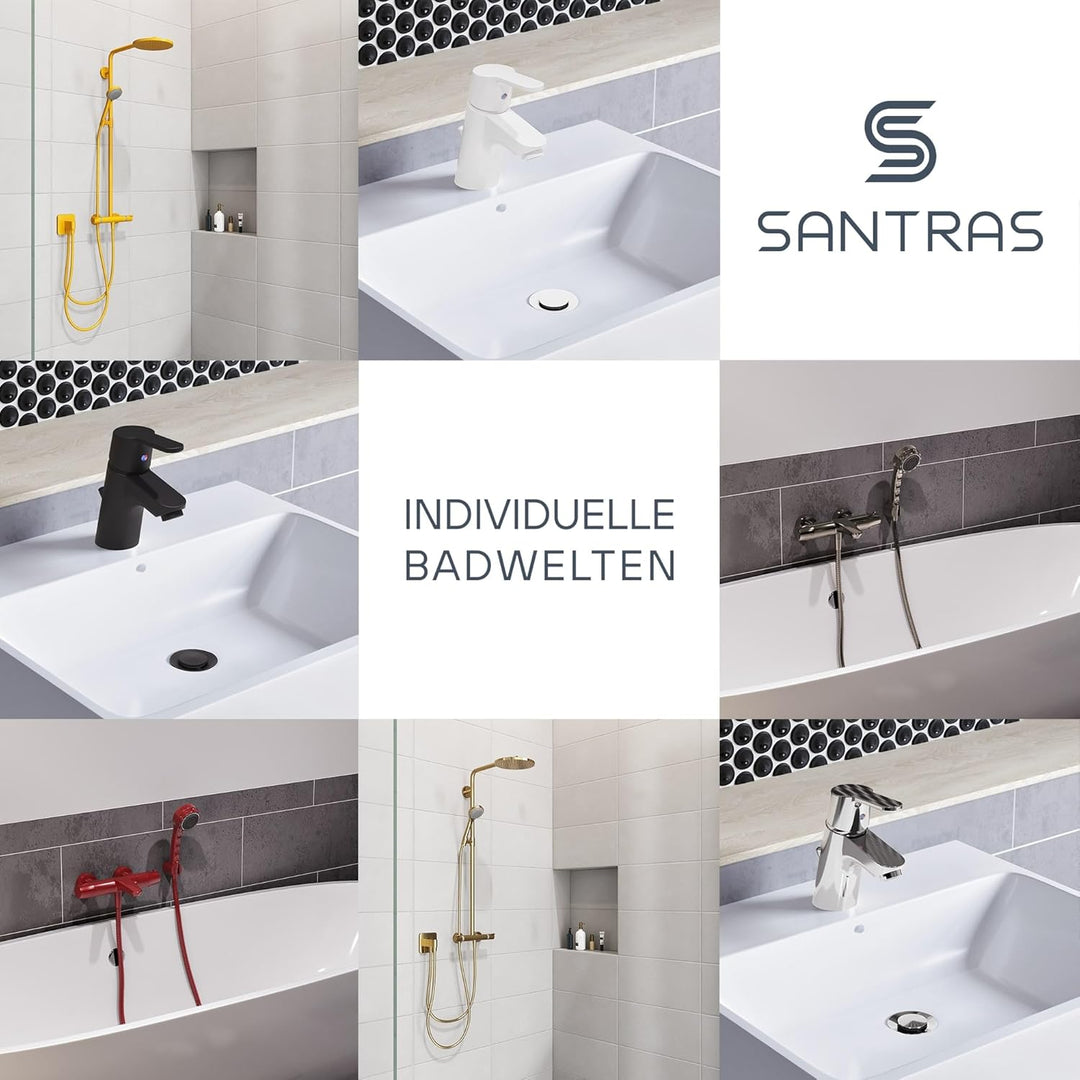 SANTRAS® Handbrause mit dreifach verstellbaren Duschkopf in Edelmessing Edelmessing Dreifach verstel