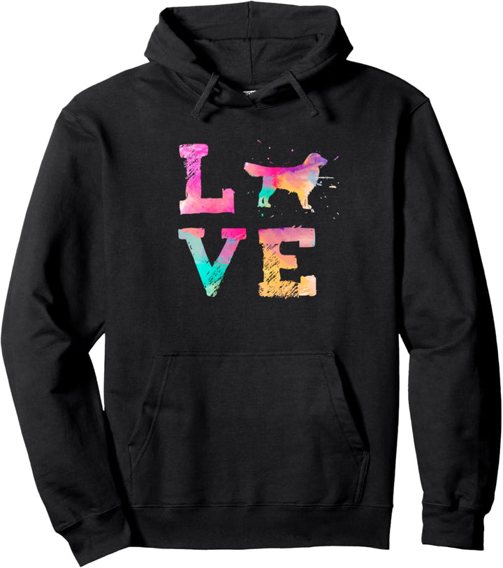 Bunte Aquarellmalerei Golden Retriever Hund Love-r Pullover Hoodie