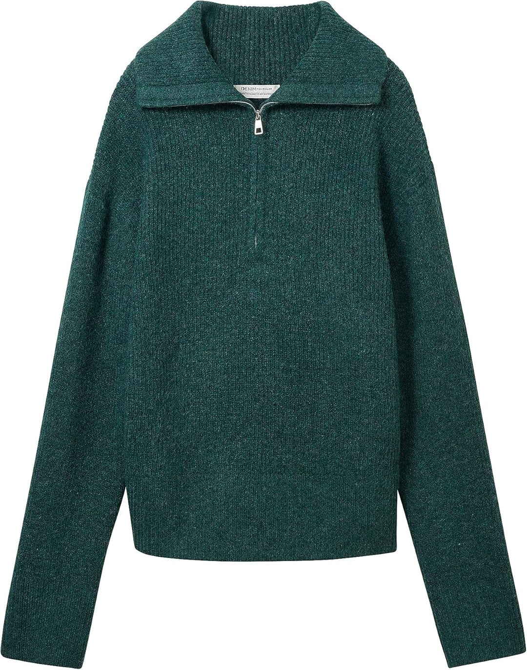 Tom Tailor Denim Damen 1038720 Pullover (1er Pack) L 10592 - Midnight Forest Green Mélange, L 10592