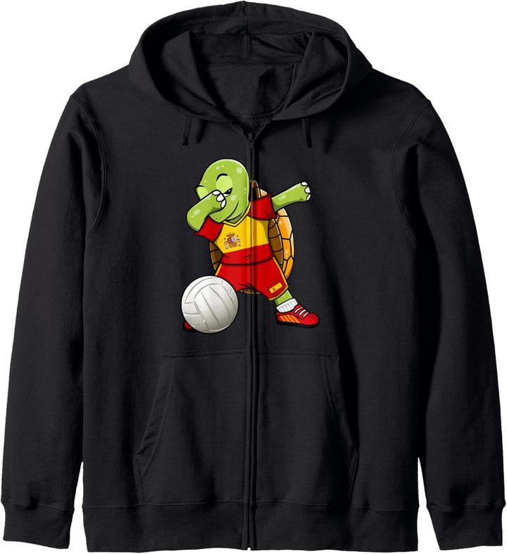 Dabbing Turtle Spanien Volleyball Fans Trikot Spanien Flagge Kapuzenjacke