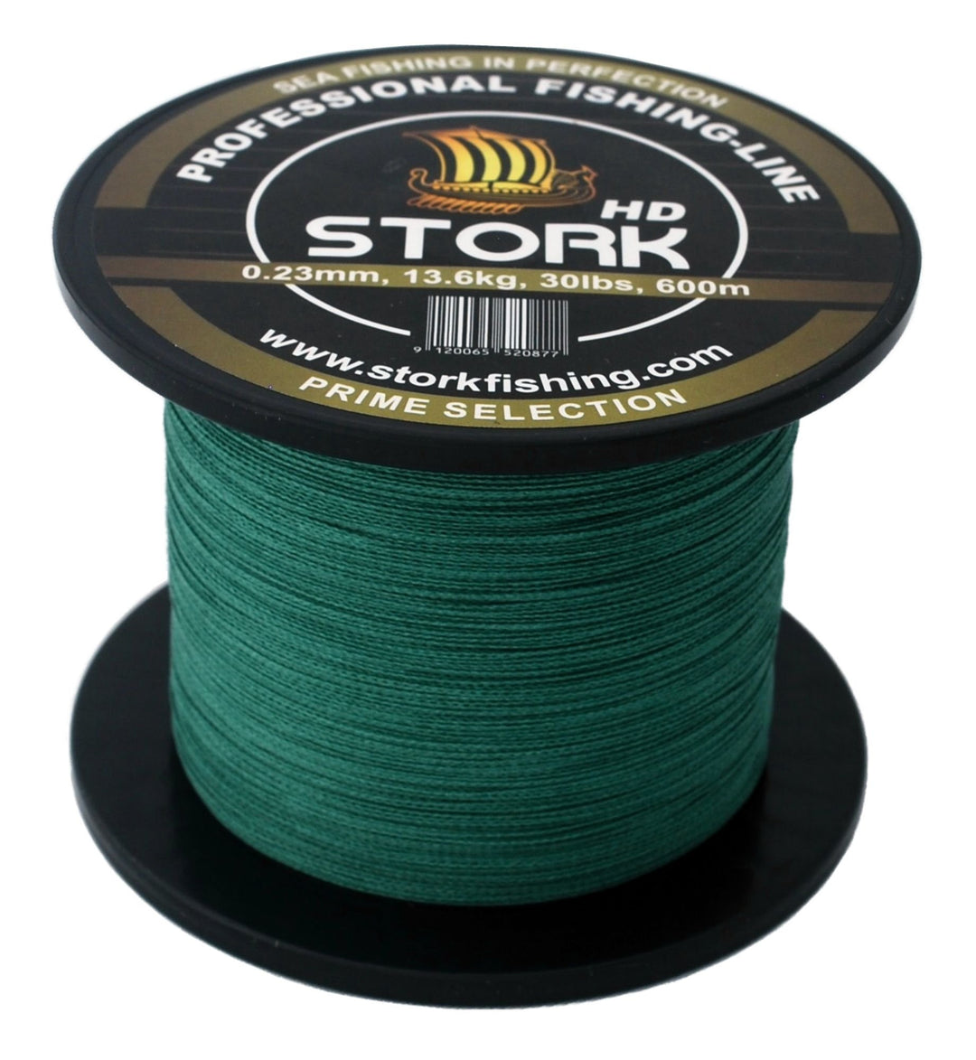 Stork HD, 4-Fach geflochtene Angelschnur 600m Moosgrün 20 lbs / 9.1 kg / 0.19 mm, Moosgrün 20 lbs /