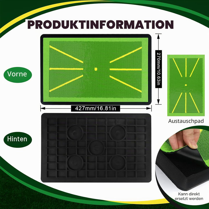 Golf Abschlagmatte Golfmatte mit 1 Austauschbar Golf Trainingshilfen Mat für Schlagbahn-Analyse, Rut