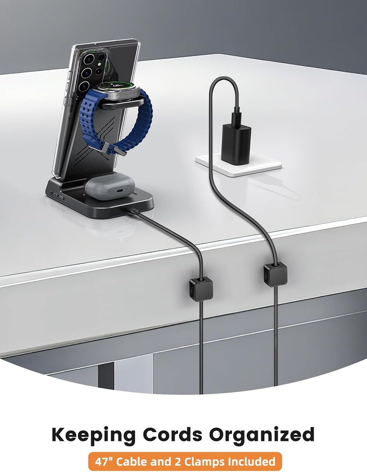 Wireless Charger für Samsung Galaxy S24 Ultra, Induktive ladestation für Samsung Watch 6, 3 in 1 lad
