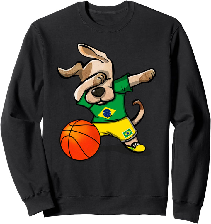 Dabbing Dog Hund Brasilien Basketball Brasilianische Flagge Sweatshirt