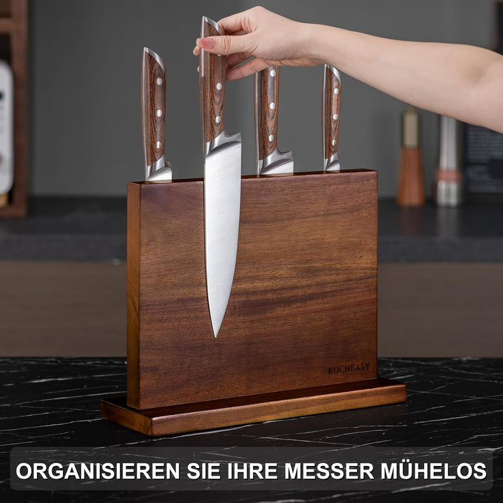 Messerblock Magnetisch -KUCHEASY Messerblock ohne Messer -Magnetischer Messerblock Holz -Messerhalte