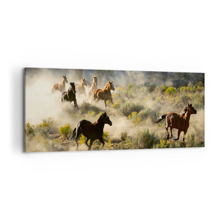 Wandbilder Dekoration Wohnzimmer Cowboy Cowgirl Pferd Panorama Bilder auf Leinwand 120x50cm Leinwand
