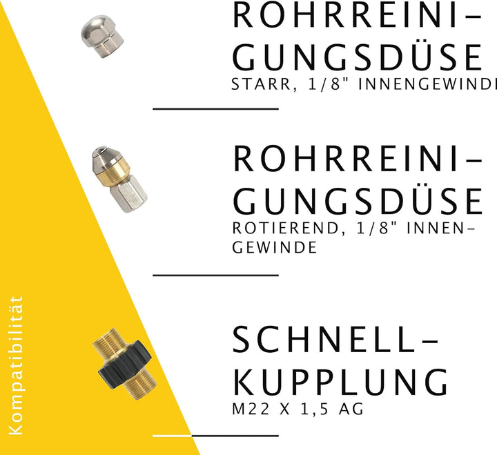 Rohrreinigungsschlauch - Set PROFESSIONAL (5-Teilig) für Kärcher Kränzle Professional HD HDS 6390029