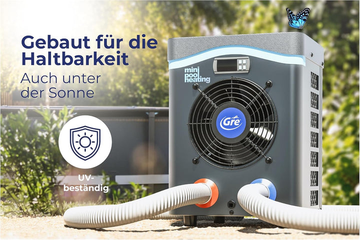Gre HPM30 - Mini-Wärmepumpe für Aufbau-Pool bis zu 30 m3, Grau, Gre HPM30