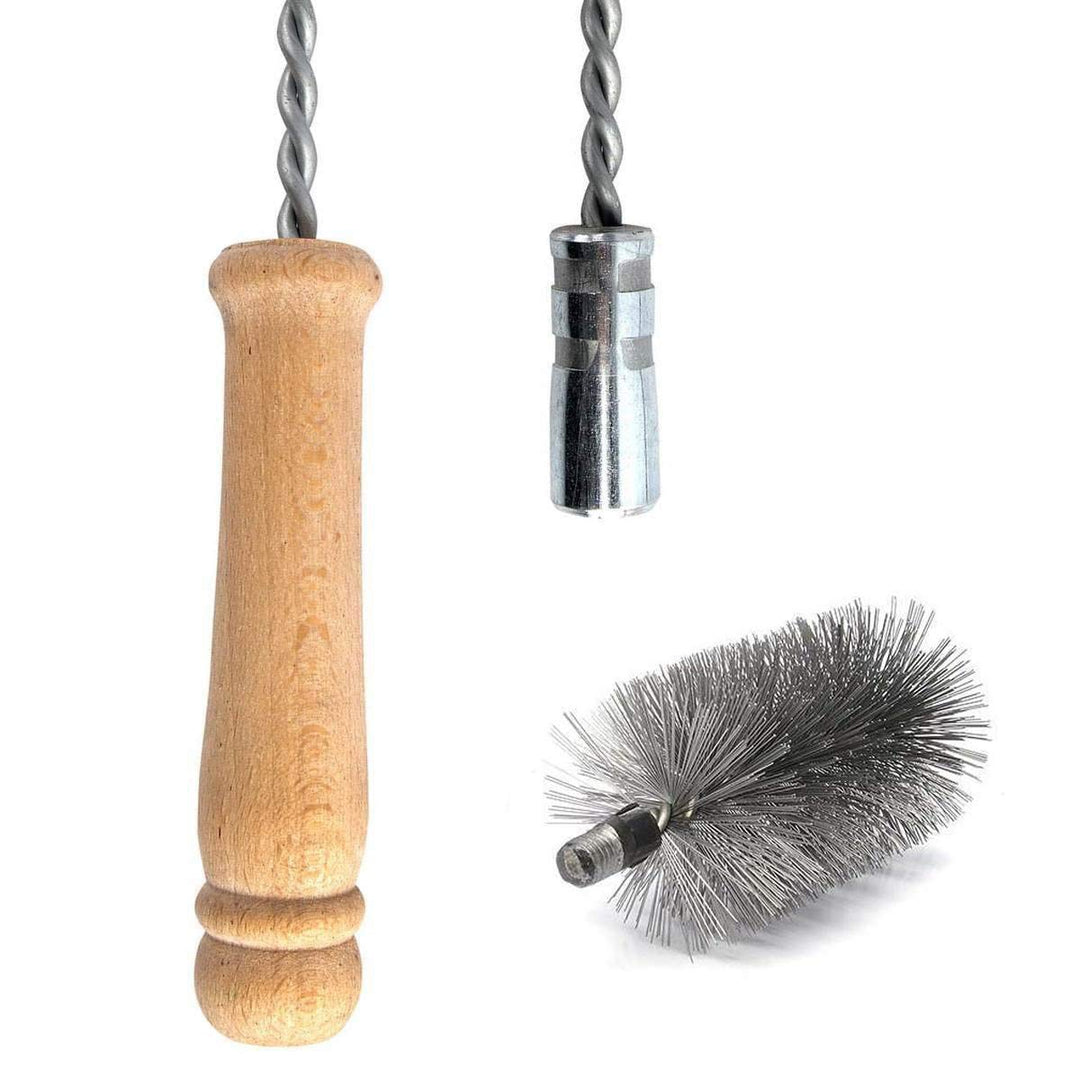 HOLZBRINK Schubstange Kesselstab FLEXIBEL Holzgriff M12 Länge 100cm + 110 mm Heizkesselbürste Kessel