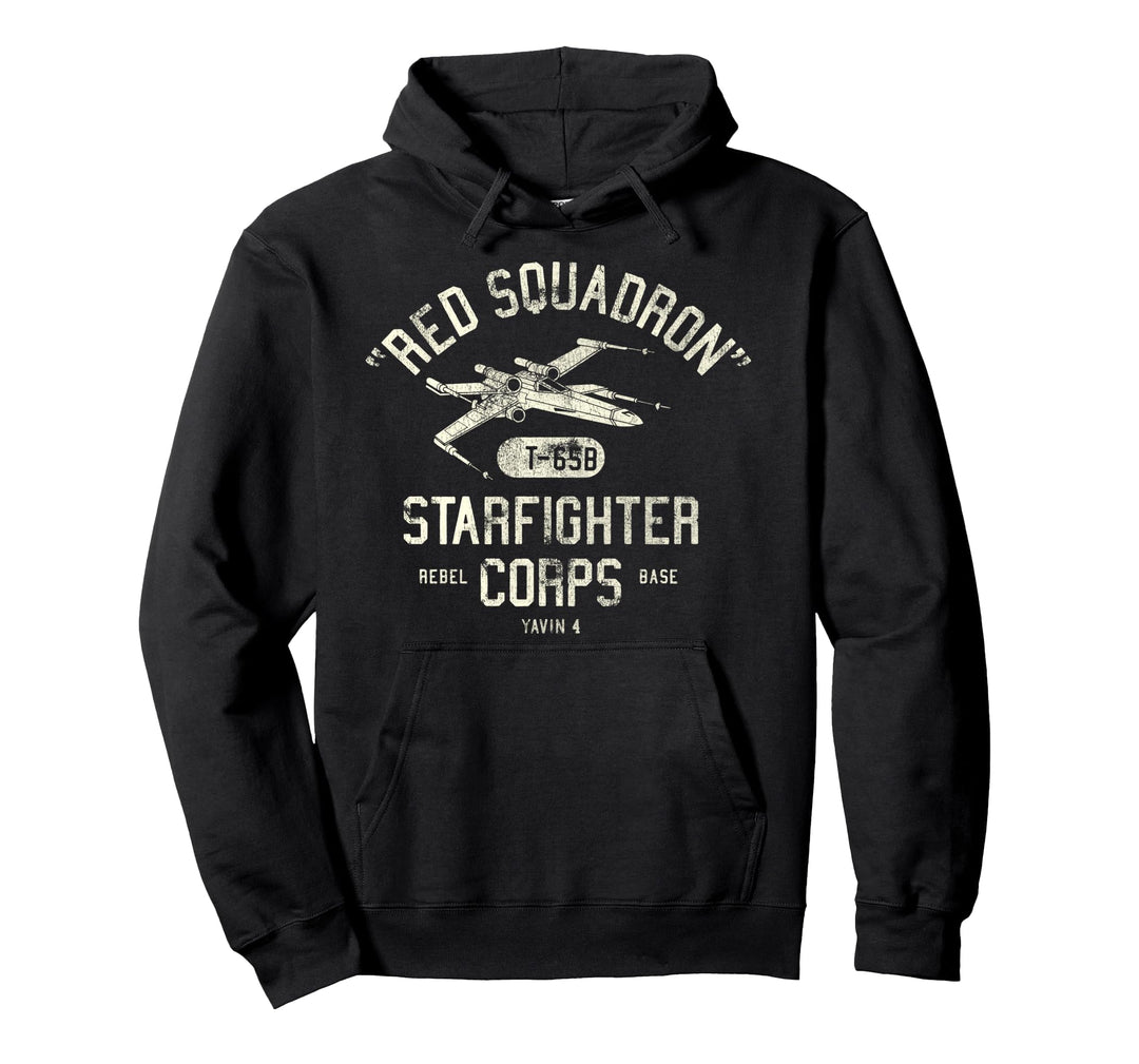 Star Wars X-Wing Red Squadron Distressed Text Pullover Hoodie