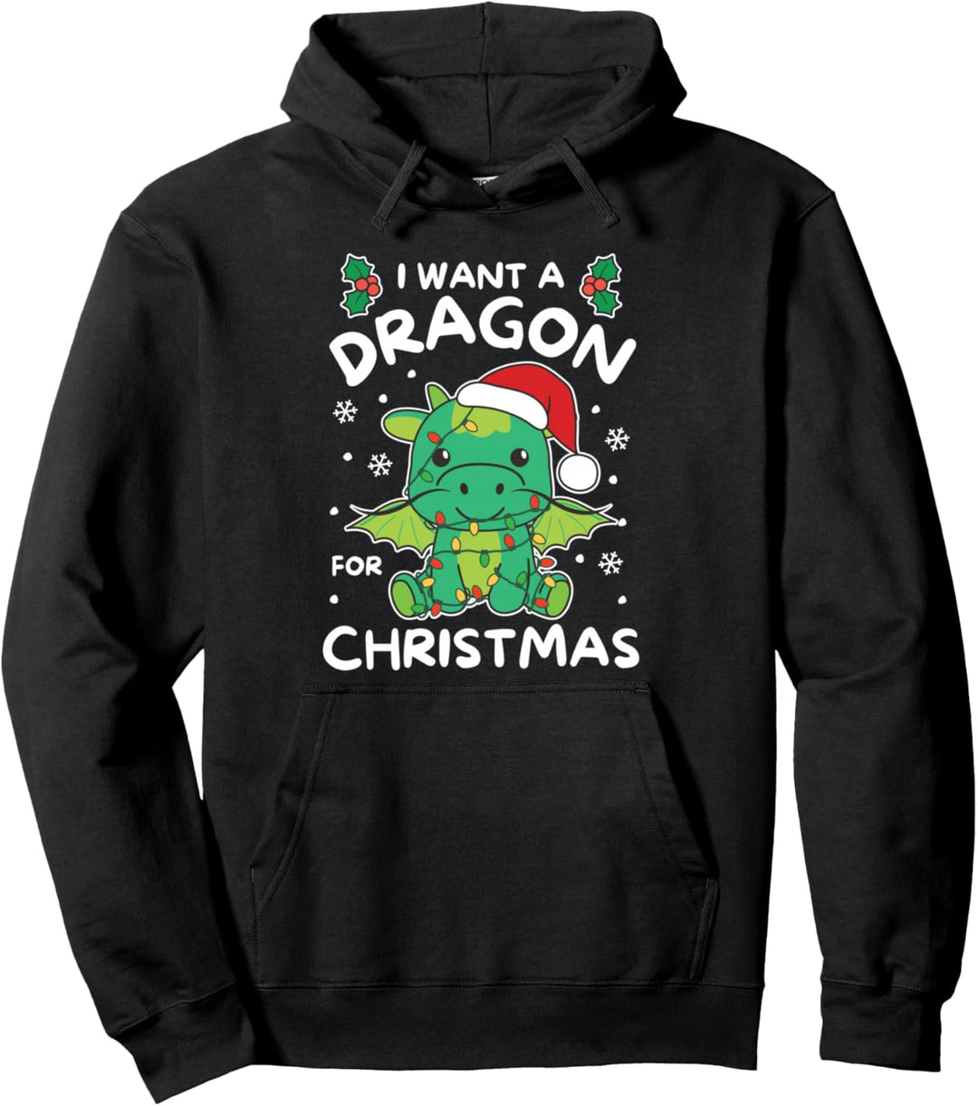 Ich will einen Drachen zu Weihnachten Süsser Drache Pullover Hoodie