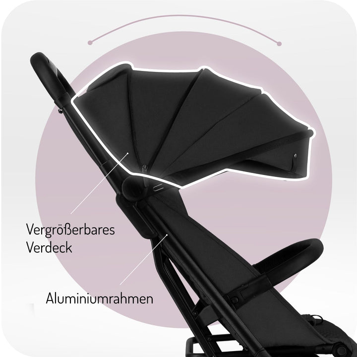 MoMi Kinderwagen ANDREA mit automatischem Faltsystem, bis 22 kg Körpergewicht, 5-Punkt-Sicherheitsgu