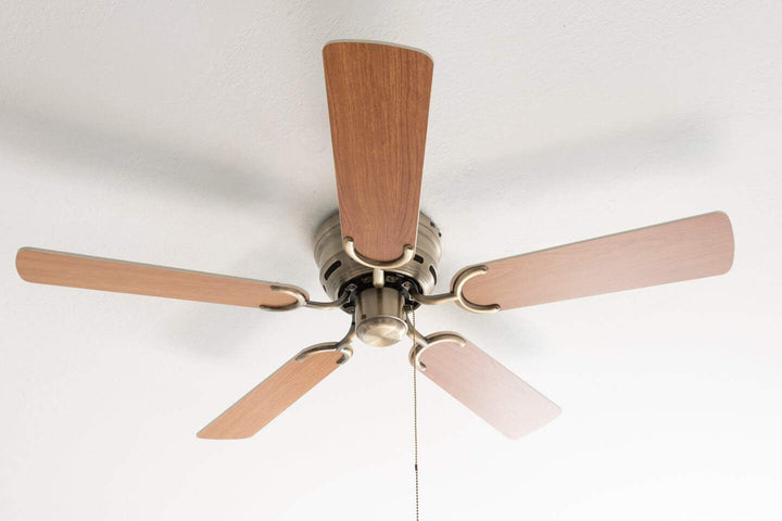 Pepeo - Kisa Deckenventilator ohne Beleuchtung | Ventilator mit Zugschalter in Antik-Messing mit Wen