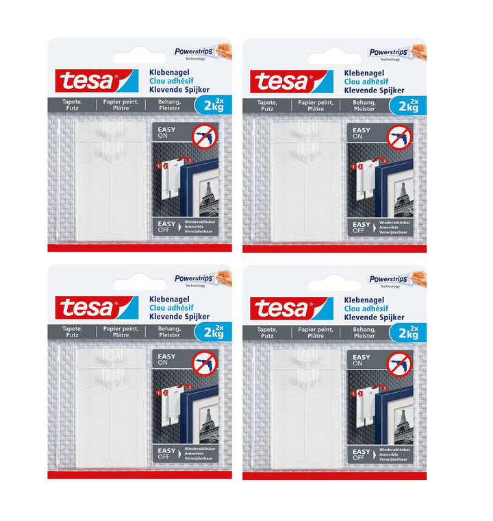 tesa Klebenagel für Tapeten und Putz 2 kg halteleistung (2 kg 8 Nägel), 2 kg 8 Nägel